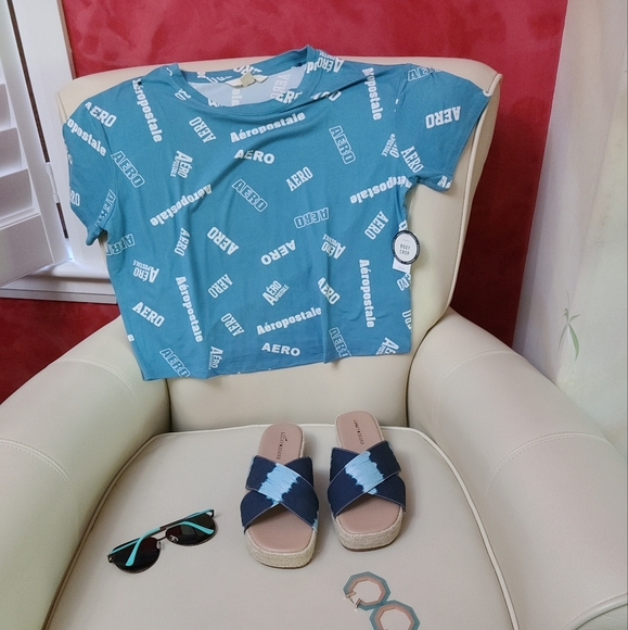 2 for $20,aeropostale AERO printed boxy crop - Picture 2 of 7
